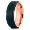 Rose Gold Tungsten Wedding Band Men & Women Black Tungsten Wedding Ring Comfort Fit 18k Rose Gold view 1