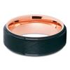 Rose Gold Tungsten Wedding Band Men & Women Black Tungsten Wedding Ring Comfort Fit 18k Rose Gold view 2
