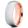 Silly Kings 8mm High Polished Silver Tungsten Carbide Wedding Ring Rose Gold Inlay Dome Unisex Band 12.5 view 1
