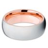 Silly Kings 8mm High Polished Silver Tungsten Carbide Wedding Ring Rose Gold Inlay Dome Unisex Band 12.5 view 2