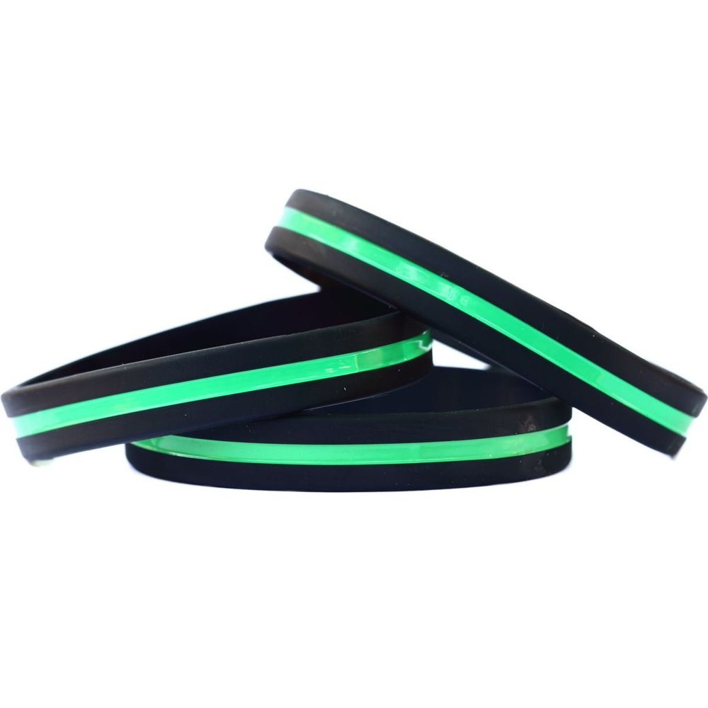 30 Adult and 70 Youth Thin Green Line Wristbands