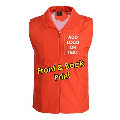 Custom Work Vest Design Your Own Add Logo or Text Printing for Women Men Unisex (Orange 3XL)