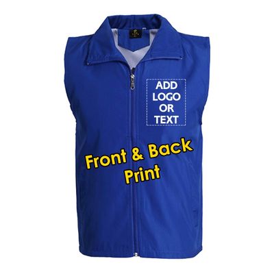 NICTIME Custom Work Vest Design Your Own Add Logo or Text Printing for Women Men Unisex (Blue L)