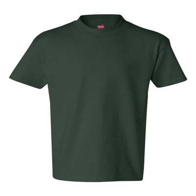 Hanes Authentic TAGLESS Boys' Cotton T-Shirt_Deep Forest_L
