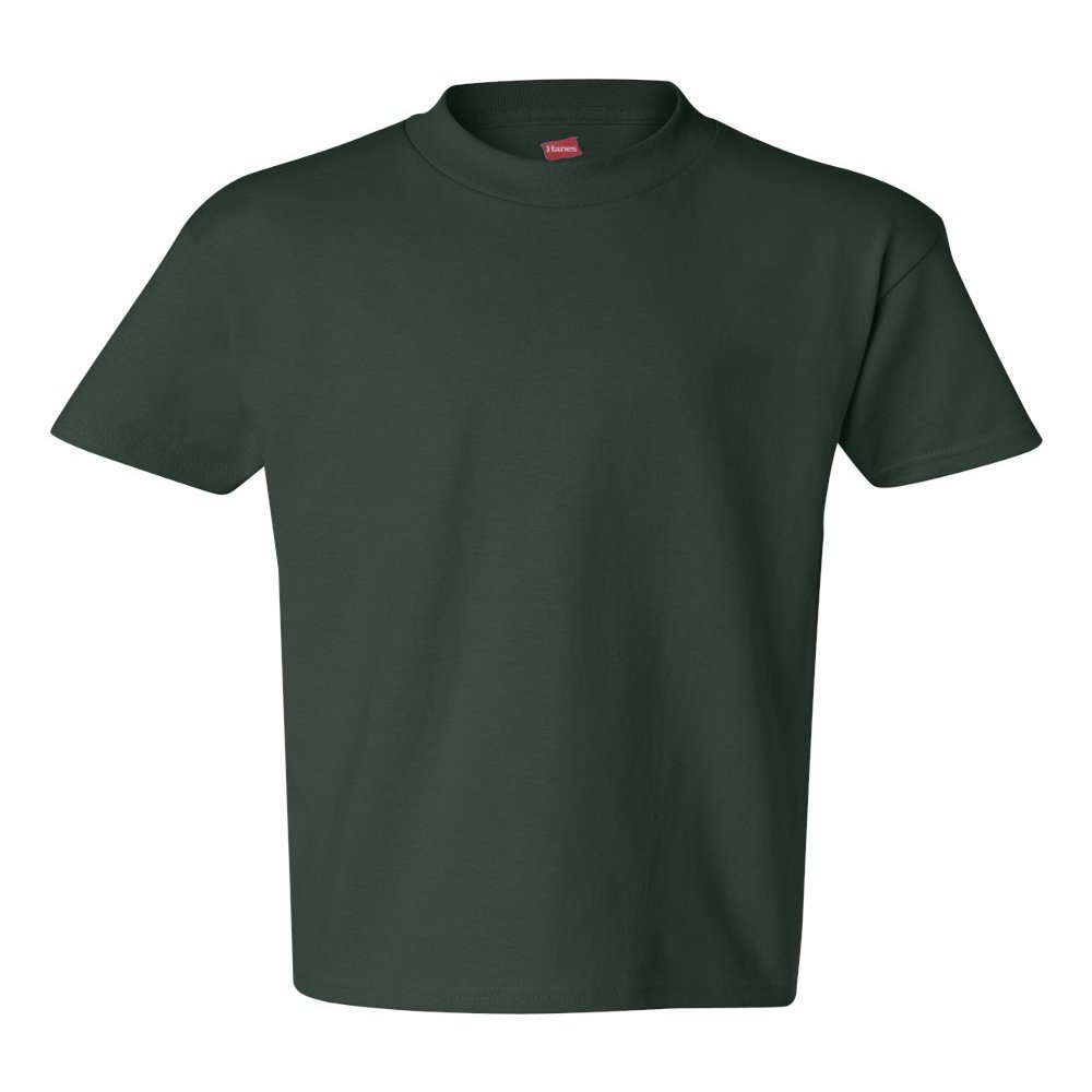 Hanes Authentic TAGLESS Boys' Cotton T-Shirt_Deep Forest_L