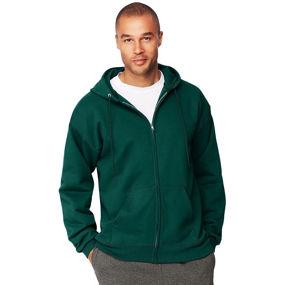 Hanes Men's Ultimate Cotton Heavyweight Full Zip Hoodie_Deep Forest_XL