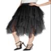 Urban CoCo Women's A-Line Mesh Tutu Skirt Fluffy Layered Tulle Midi Long Skirts with Elastic Waist (S, Series 1-Black) view 3