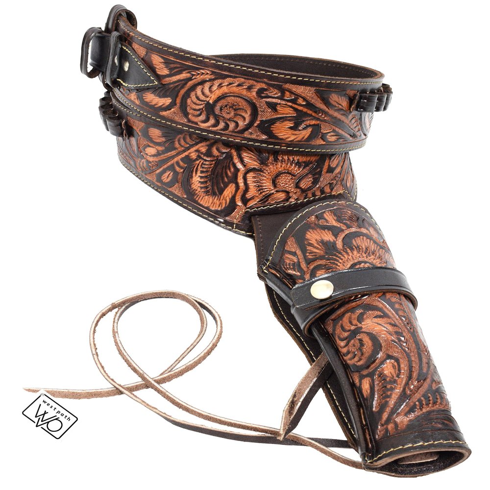 38/357 Caliber Leather Gun Holster - Authentic Handmade Waist Size 36 - Brown