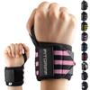 Fitgriff Wrist Wraps for Weightlifting (18") Heavy-Duty Support for Gym, Bench Press, and Pushups (1 Pair) - for Men and Women (Black/Pink) view 1