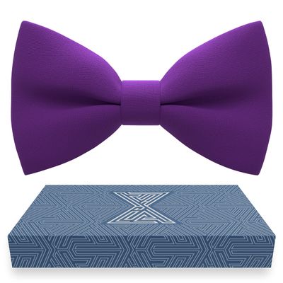 Bow Tie House Boys Classic Pre-Tied Bow Tie Formal Solid Tuxedo (Medium, Violet)