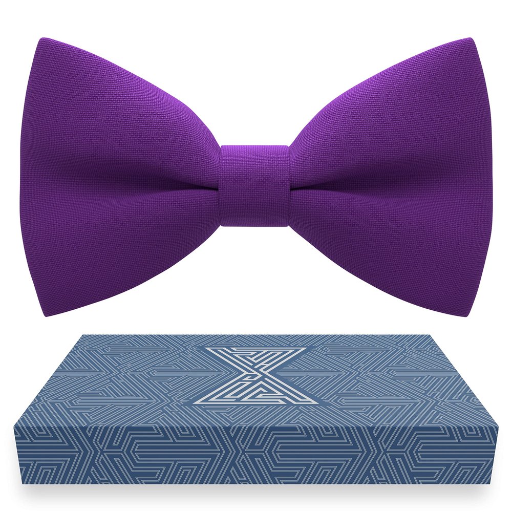 Bow Tie House Boys Classic Pre-Tied Bow Tie Formal Solid Tuxedo (Medium, Violet)