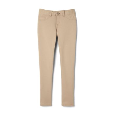 French Toast Girls' Skinny Fit Stretch Ponte Pant, Khaki, 12 Plus