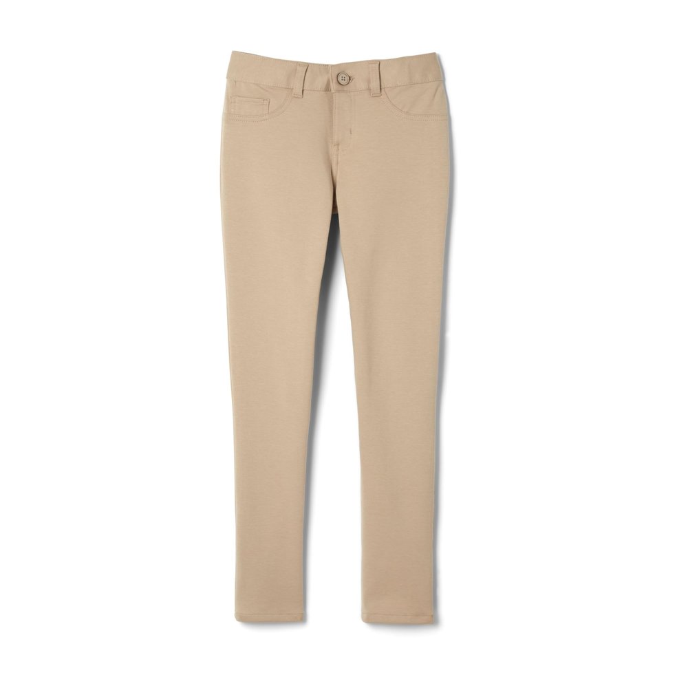 French Toast Girls' Skinny Fit Stretch Ponte Pant, Khaki, 12 Plus