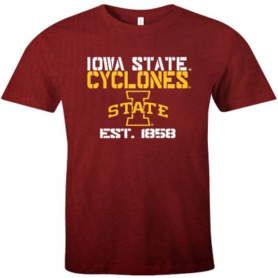 NCAA Iowa State Cyclones Est Stack Jersey Short Sleeve T-Shirt, Cardinal,XX-Large