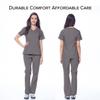 Dagacci Medical Uniform Women's Scrubs Set Stretch Ultra Soft Y-Neck Wrap Top and Pants Pewter Gray XL view 2