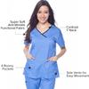 Dagacci Medical Uniform Women's Scrubs Set Stretch Ultra Soft Y-Neck Wrap Top and Pants Pewter Gray XL view 3