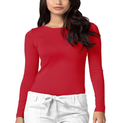 Adar Underscrubs for Women - Long Sleeve Underscrub Comfort Tee - 2900 - Red - XL