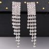 Grace Jun Bridal Silver Plated Rhinestone Crystal Long Tassel Clip on earrings Non Piercing for Women (53) view 2