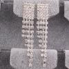 Grace Jun Bridal Silver Plated Rhinestone Crystal Long Tassel Clip on earrings Non Piercing for Women (53) view 4