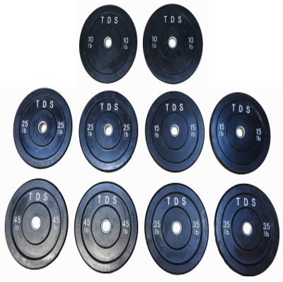 TDS 260 lb Premium Quality Virgin Pure Rubber Bumper Plate set consists of (2) each (10lb, 15lb, 25lb, 35lb & 45lb) without any steel plates inside. Specially designed for CrossFit workout and Fitness Training.