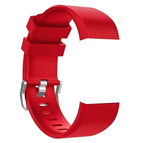 Annoda Soft Silicone Sport Replacement Strap Band for Fitbit Charge 2 Smart Watch(No Tracker, Only Bands) (L size, Red)