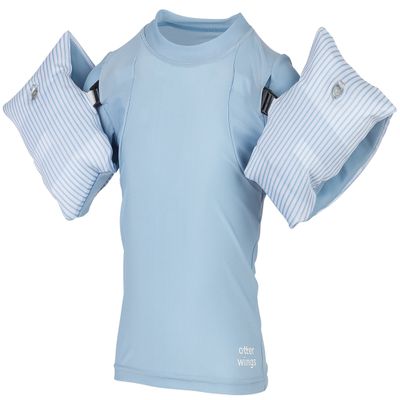 Otter Wings Kids Floaties (Water Wings) / UPF Swim Shirt Combo Swim Aid (Saltwater Blue, 2-4yrs)