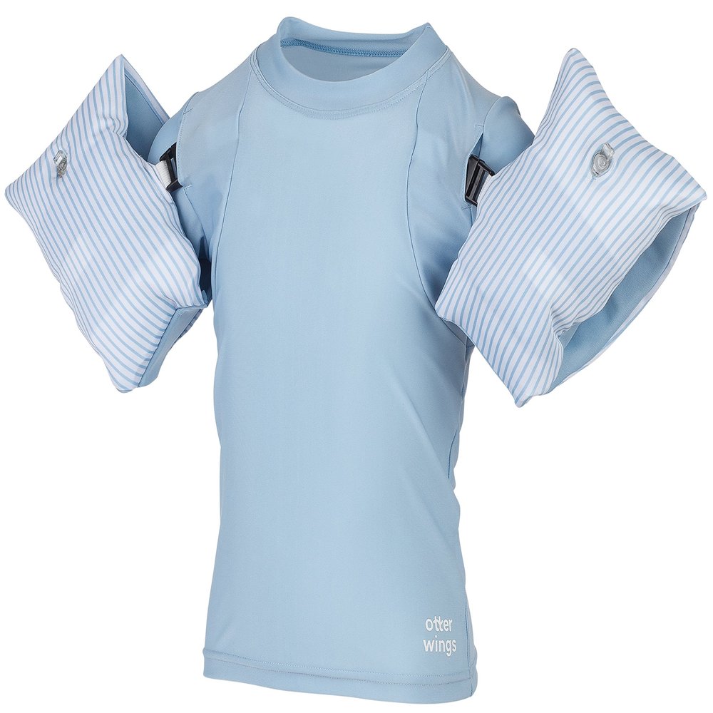 Otter Wings Kids Floaties (Water Wings) / UPF Swim Shirt Combo Swim Aid (Saltwater Blue, 2-4yrs)
