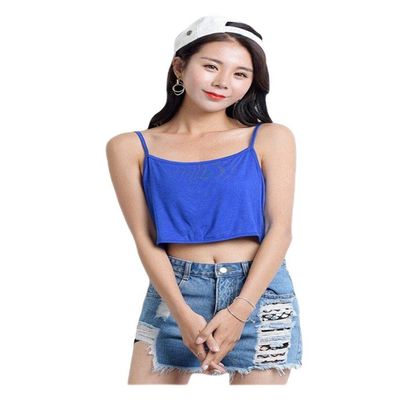 Legou Women's Plus Size Short Basic Essential Casual Cropped Camisole Royal Blue XXL