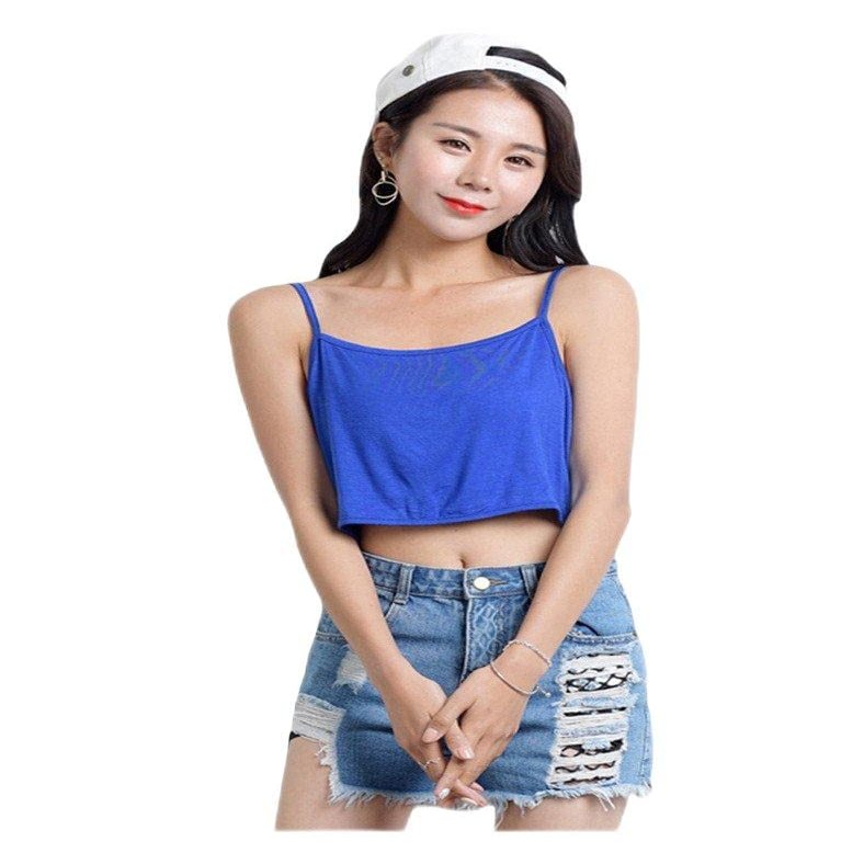 Legou Women's Plus Size Short Basic Essential Casual Cropped Camisole Royal Blue XXL