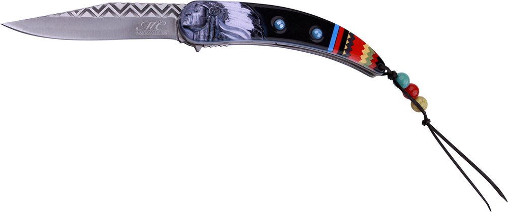 Masters Collection MC-A046BK Spring Assist Folding Knife with Acid-Etched Straight Edge Blade Handle, Black, 4.75"