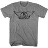 Aerosmith Shirt for Men & Women Wings Logo Graphite Heather Graphic Crew Neck, Short Sleeve Tee - Vintage Style Band Tshirts view 1