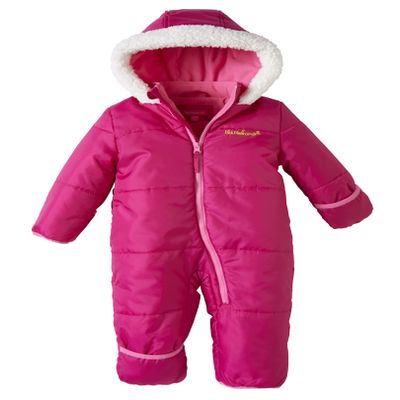 Pink Platinum Baby Girls Hooded Snowsuit Onesie Winter Bunting