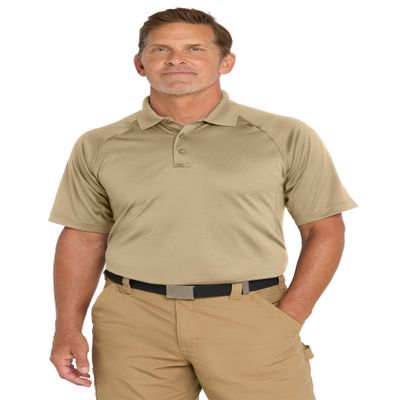 CornerStone Unisex Select Snag-Proof Tactical Polo | Short Sleeve, Casual Work Shirt for Men & Women, Mic Clips & Pen Pockets, Tan, Large