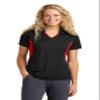 SPORT-TEK Women's Side Blocked Micropique Sport-Wick Polo Black/True Red view 1