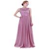 iiniim Women's Floral Lace Appliques Chiffon Wedding Bridesmaid Maxi Long Dress for Prom Evening Gowns Plum 4 view 1