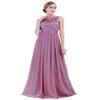 iiniim Women's Floral Lace Appliques Chiffon Wedding Bridesmaid Maxi Long Dress for Prom Evening Gowns Plum 4 view 2