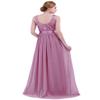 iiniim Women's Floral Lace Appliques Chiffon Wedding Bridesmaid Maxi Long Dress for Prom Evening Gowns Plum 4 view 3