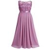 iiniim Women's Floral Lace Appliques Chiffon Wedding Bridesmaid Maxi Long Dress for Prom Evening Gowns Plum 4 view 4