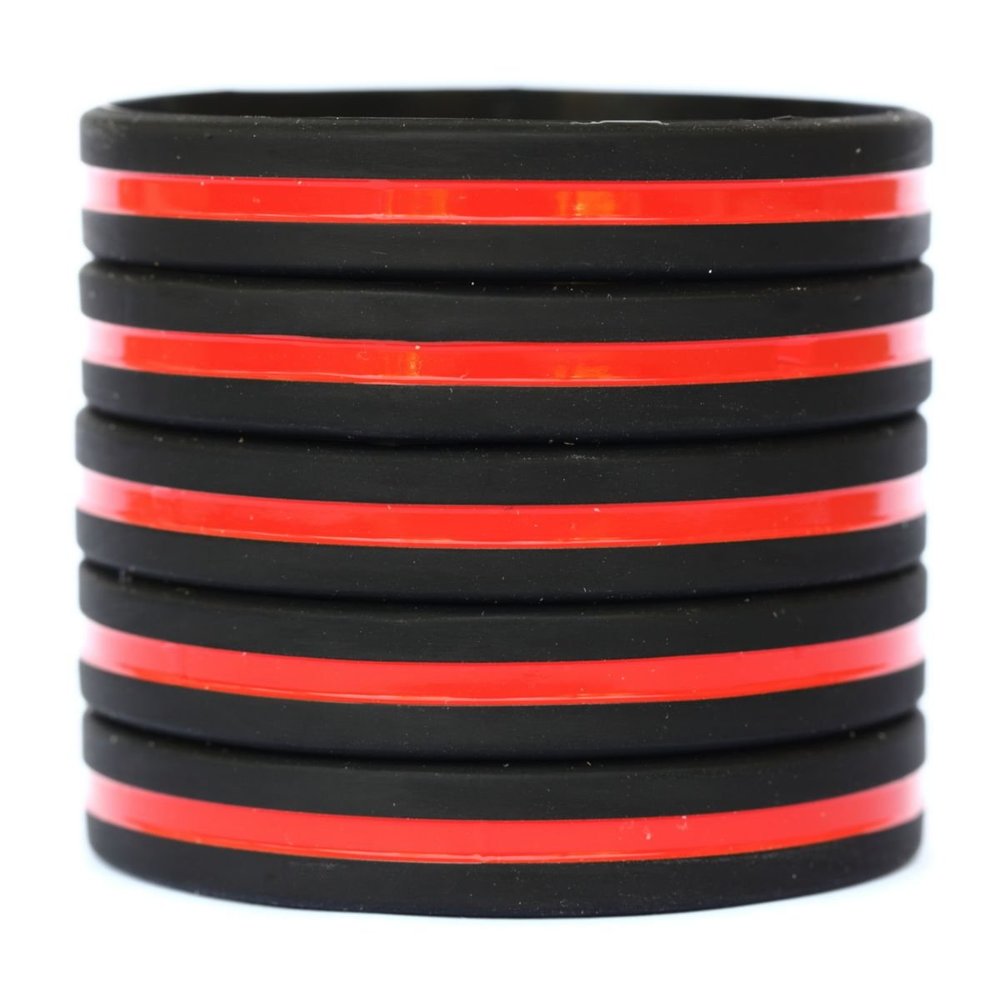 10 Adult and 90 Youth Thin Red Line Wristbands