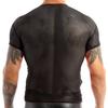 iiniim Men's Mesh Short Sleeve T-Shirt Tank Vest Fishnet Clubwear Black L view 3