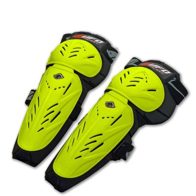 UFO PLAST Made in Italy GI02021 Limited Knee-Shin Guards/Plastic Padded Knee Protector/Vented Shell/Light, Compact, High Resistance Material, Best for Freeride and Freestyle/Color: Neon Yellow