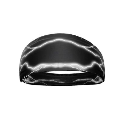 Unisex Headband/Sweatband. Best for Sports, Fitness, Working Out, Yoga. Tapered Design. (White Lightning)