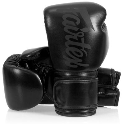 Fairtex BGV14 Muay Thai Boxing Microfibre Gloves for Men, Women, Kids | MMA Gloves, Kickboxing, Gym, Workout | Premium Quality, Light Weight & Shock Absorbent Boxing Gloves- (Solid Black/16oz)