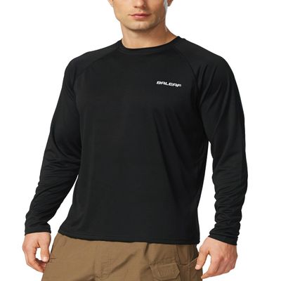 baleaf Men's Rash Guard Shirts Fishing Long Sleeve UV Sun Protection SPF T-Shirts UPF 50+ Lightweight Beach Black Size M