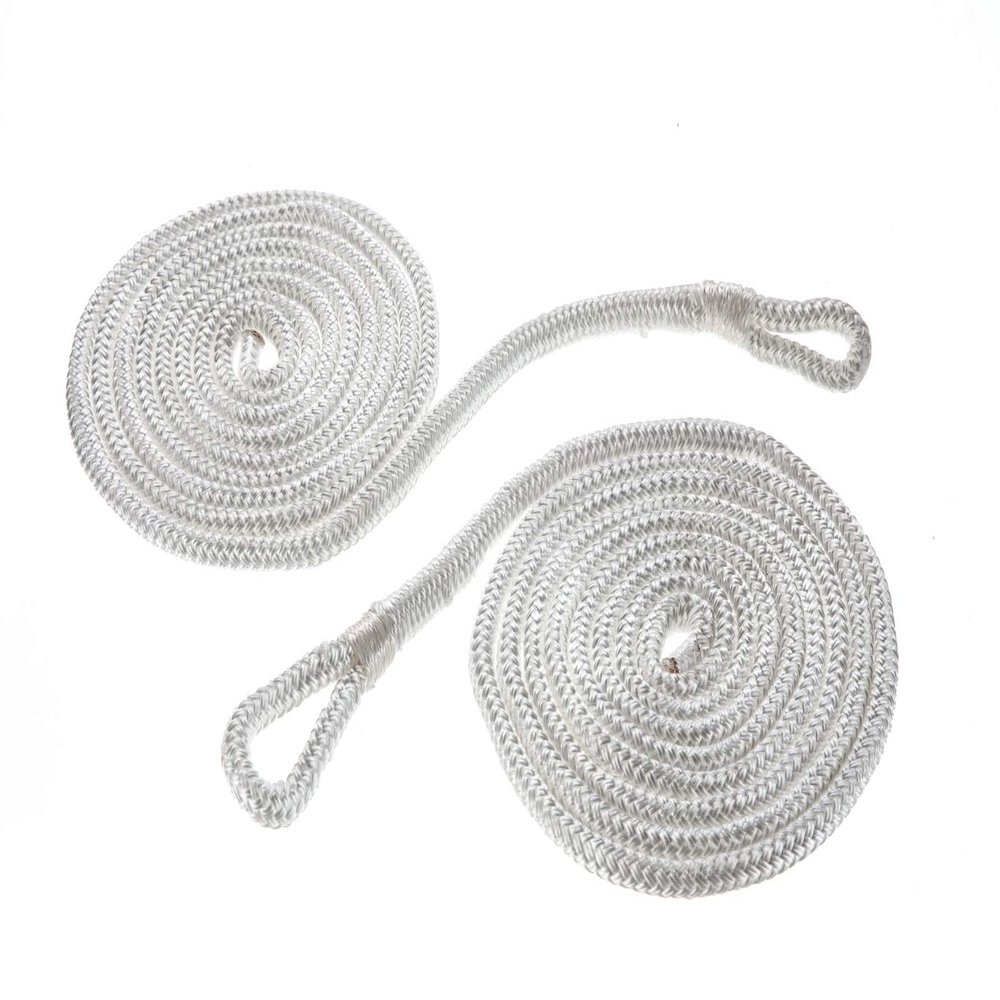 Attwood 11971-7 Double Braided Fender Line, -Inch Thick, 6 Feet Long, With Professionally Spliced Eye, White, Sold in Pairs