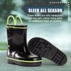 NORTY Rubber Rain Boots for Kids - Waterproof Rubber Boots Boys and Girls Solid & Printed Rainboots for Toddlers and Kids - Black & Lime view 4