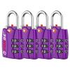 Forge Luggage Locks TSA Approved 4 Pack Purple, Small Combination Lock with Zinc Alloy Body, Open Alert, Easy Read Dials, for Travel Suitcase, Bag, Backpack, Lockers. view 1