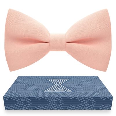 Bow Tie House Babies Classic Pre-Tied Bow Tie Formal Solid Tuxedo (Small, Light Peach)