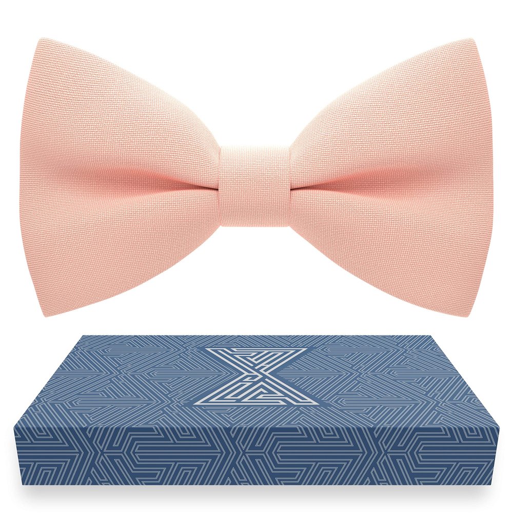 Bow Tie House Babies Classic Pre-Tied Bow Tie Formal Solid Tuxedo (Small, Light Peach)