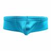 FEESHOW Men's Shiny Low Rise Bikini Briefs Bulge Pouch Cheeky Underwear Swimwear Blue Large (Waistline:28.0-38.5") view 1